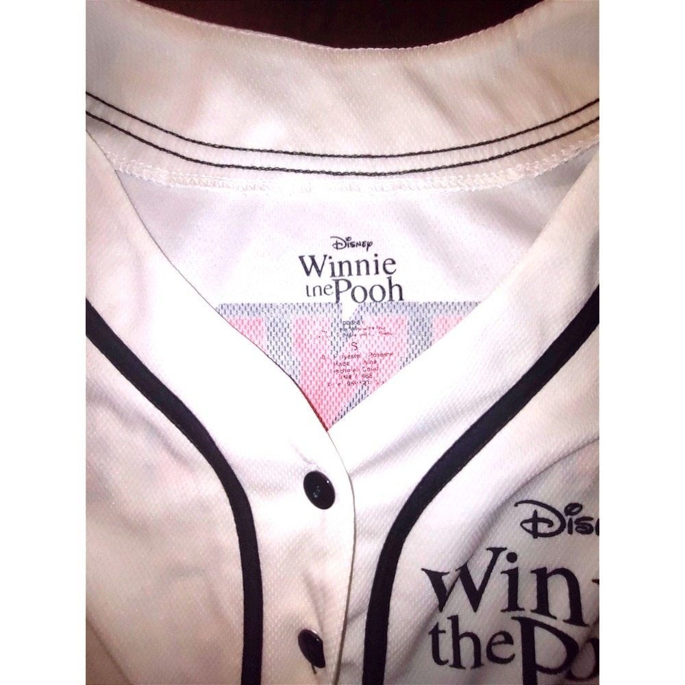 Disney Winnie the Pooh Baseball Jersey Womens Small White Hunny 66 - Very Good - Picture 7 of 8